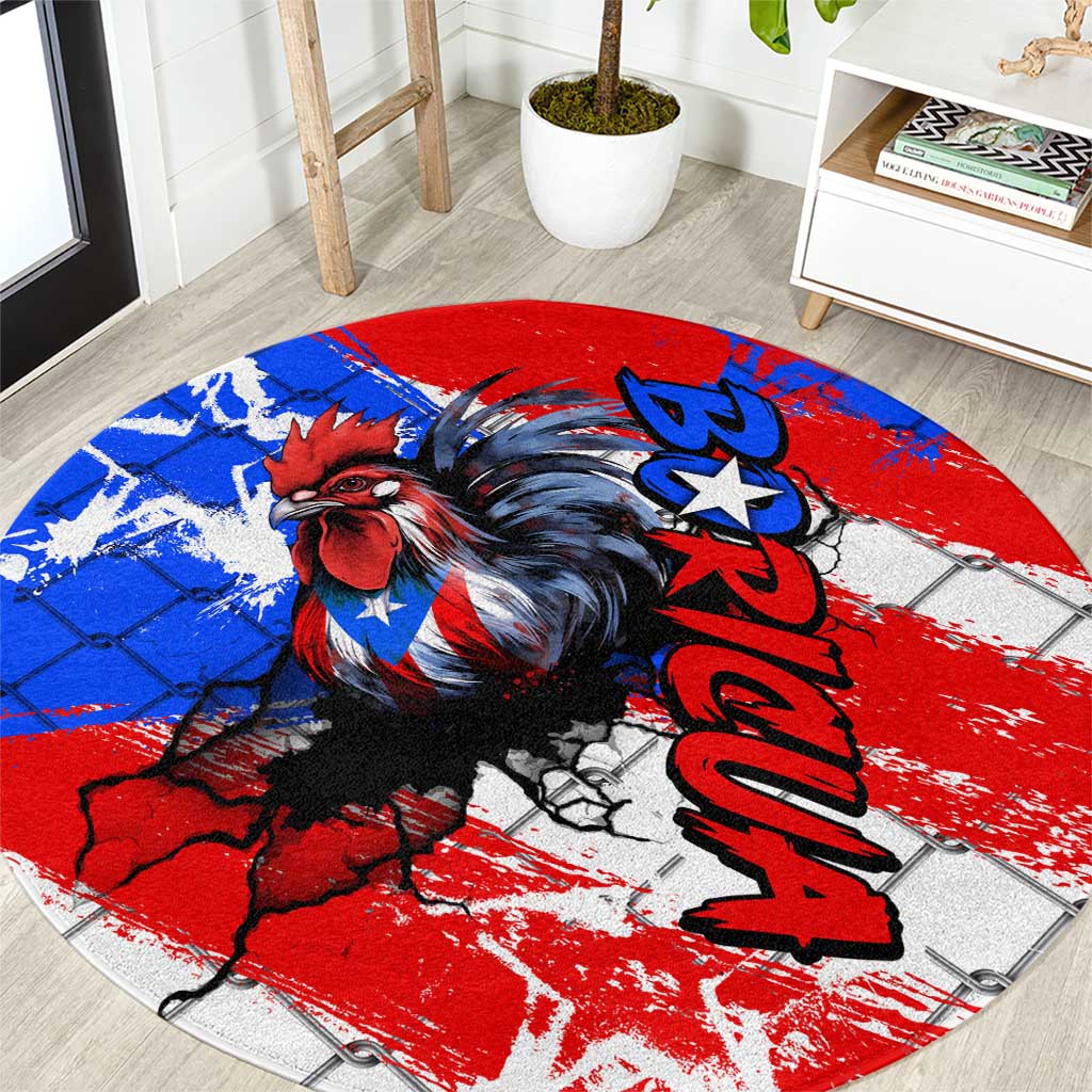 Boricua Pride Rooster Flag Puerto Rico Round Carpet