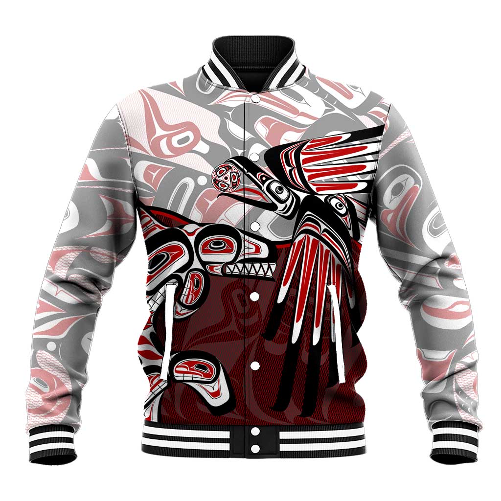 Haida Orca and Eagle Battle Baseball Jacket Canada Pacific Northwest Tribal Art