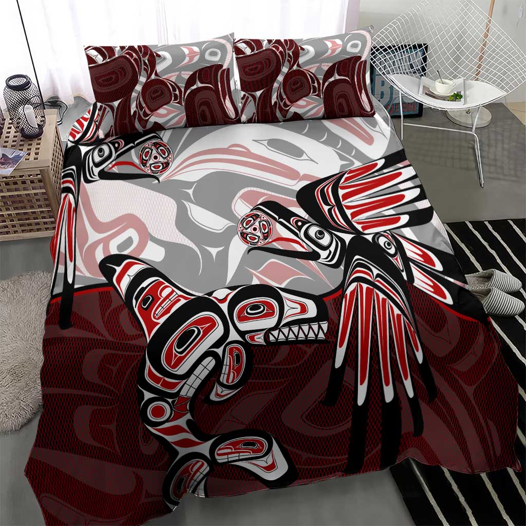 Haida Orca and Eagle Battle Bedding Set Canada Pacific Northwest Tribal Art
