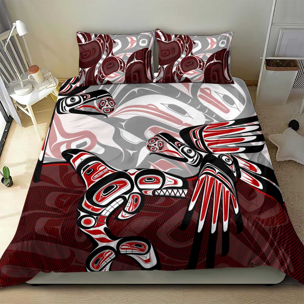 Haida Orca and Eagle Battle Bedding Set Canada Pacific Northwest Tribal Art
