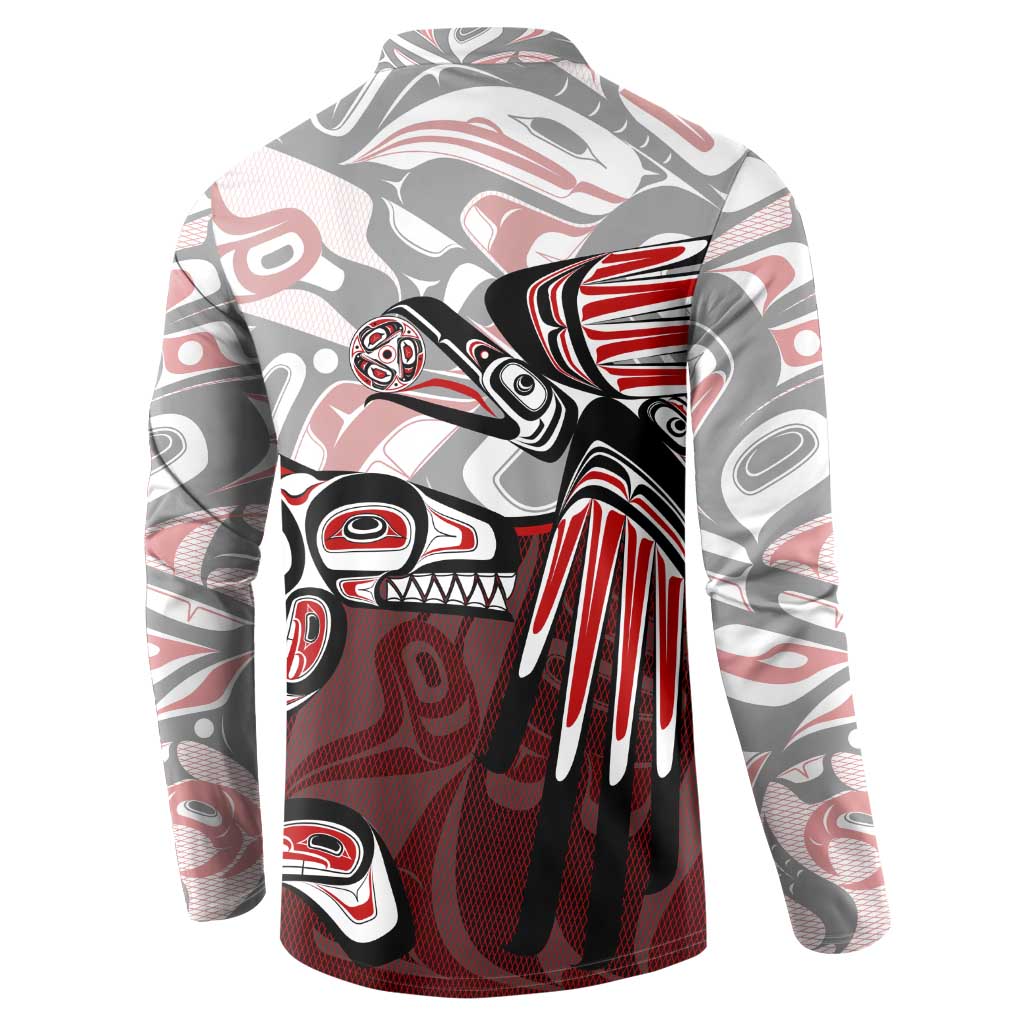 Haida Orca and Eagle Battle Button Sweatshirt Canada Pacific Northwest Tribal Art