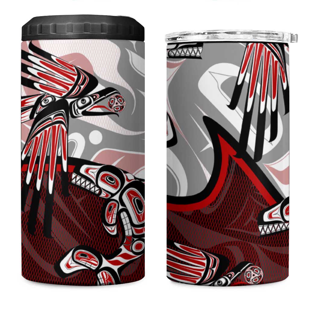 Haida Orca and Eagle Battle 4 in 1 Can Cooler Tumbler Canada Pacific Northwest Tribal Art