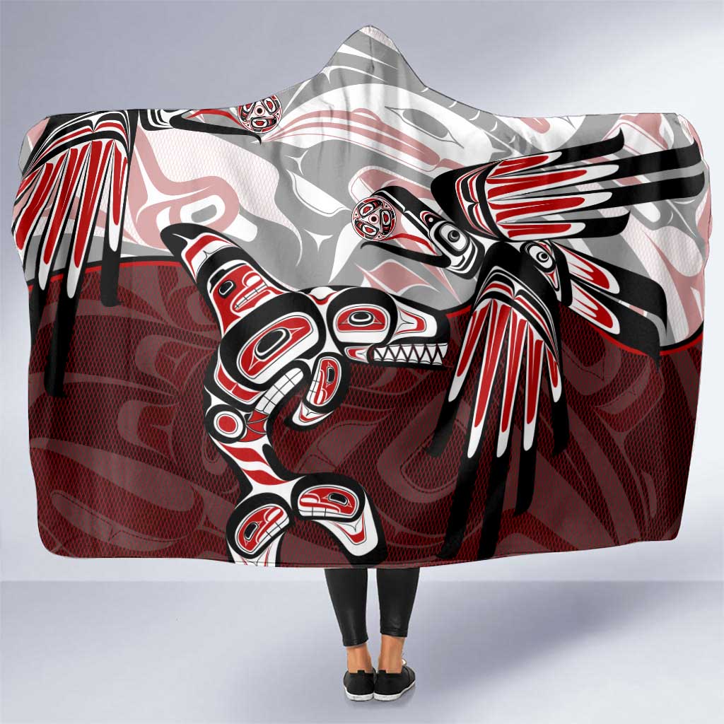 Haida Orca and Eagle Battle Hooded Blanket Canada Pacific Northwest Tribal Art