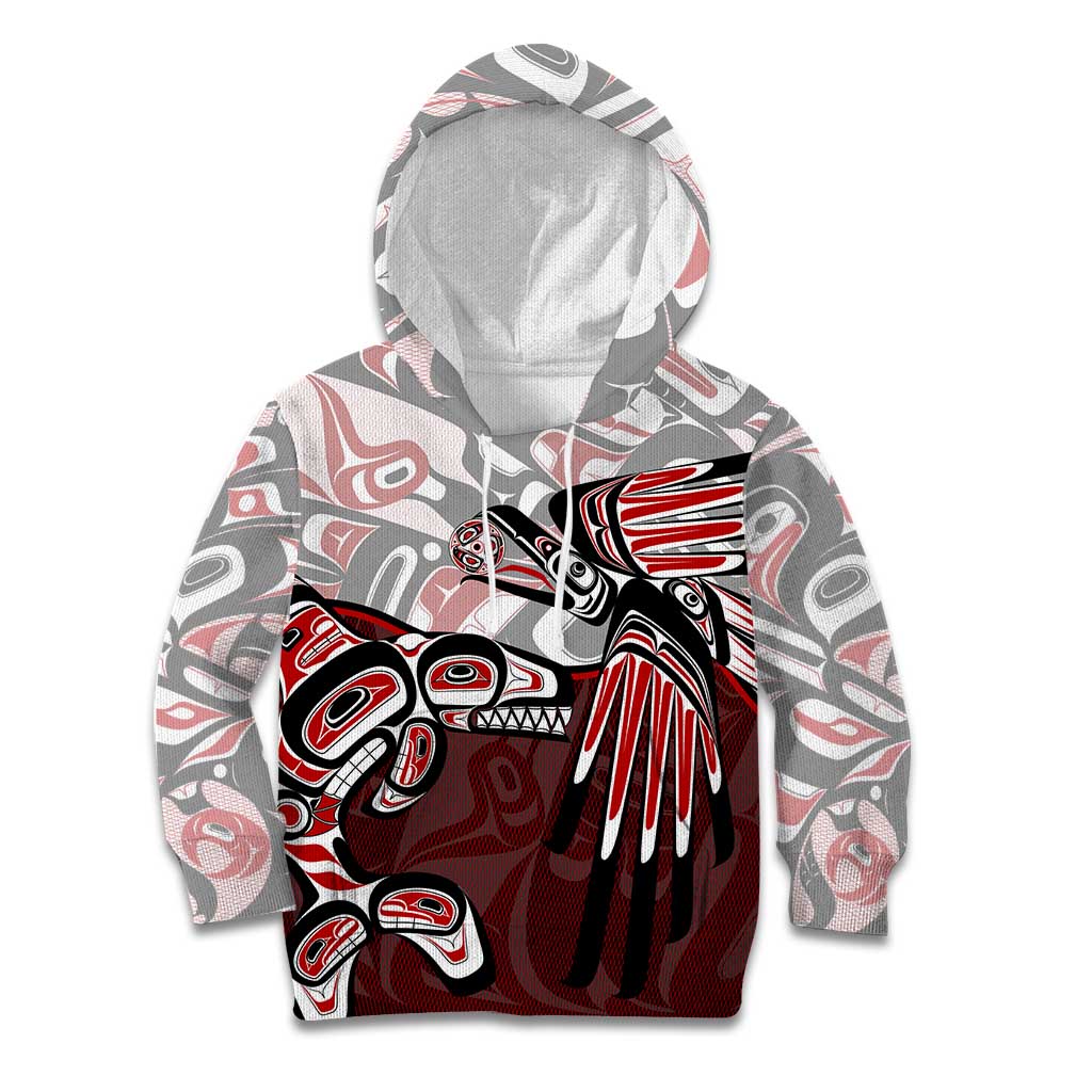 Haida Orca and Eagle Battle Kid Hoodie Canada Pacific Northwest Tribal Art