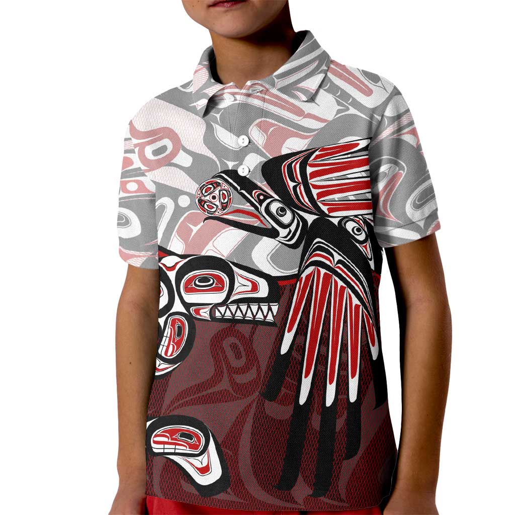 Haida Orca and Eagle Battle Kid Polo Shirt Canada Pacific Northwest Tribal Art