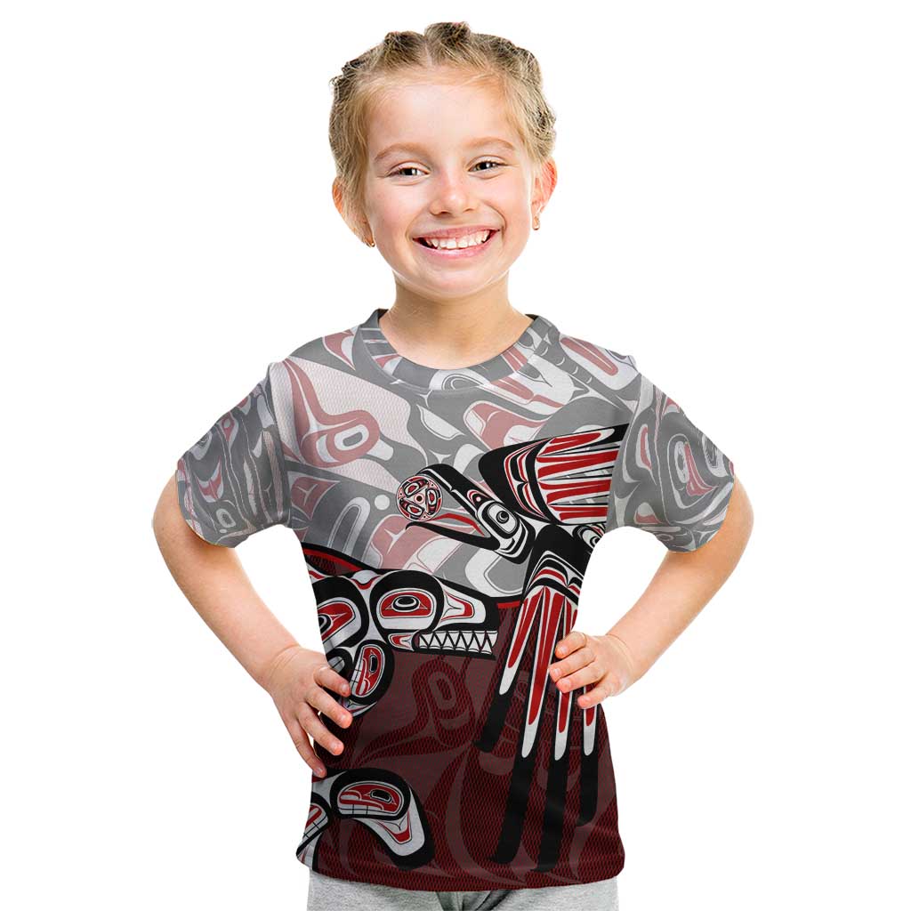 Haida Orca and Eagle Battle Kid T Shirt Canada Pacific Northwest Tribal Art