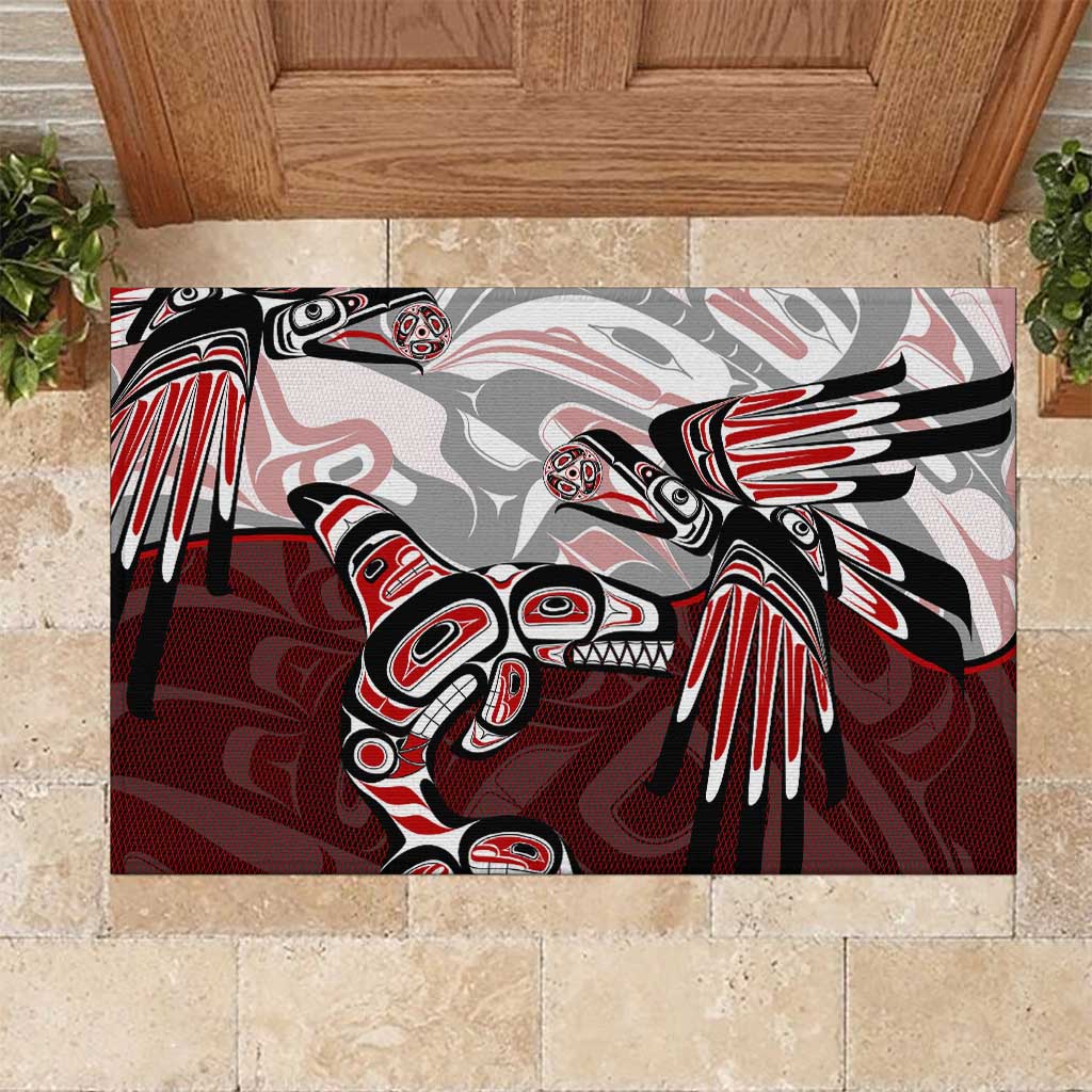 Haida Orca and Eagle Battle Rubber Doormat Canada Pacific Northwest Tribal Art