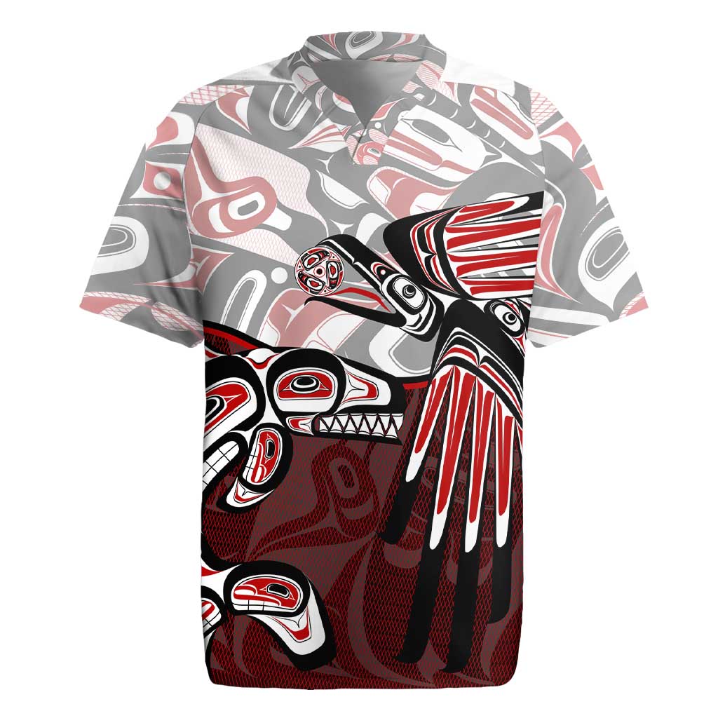 Haida Orca and Eagle Battle Rugby Jersey Canada Pacific Northwest Tribal Art