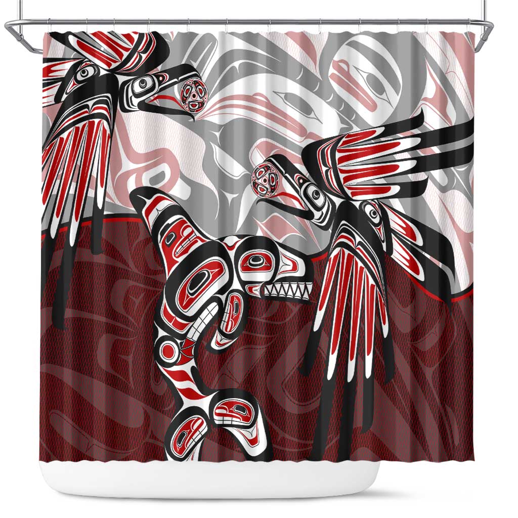 Haida Orca and Eagle Battle Shower Curtain Canada Pacific Northwest Tribal Art