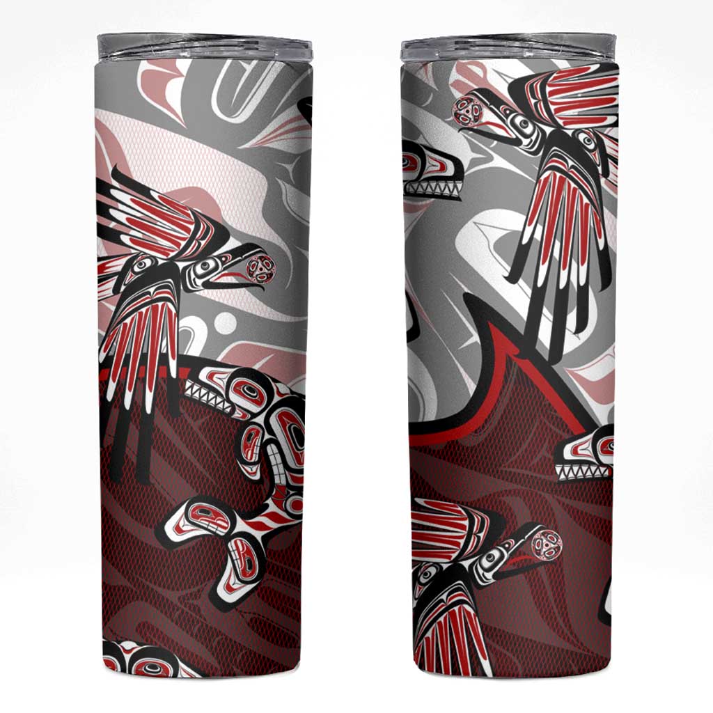 Haida Orca and Eagle Battle Skinny Tumbler Canada Pacific Northwest Tribal Art