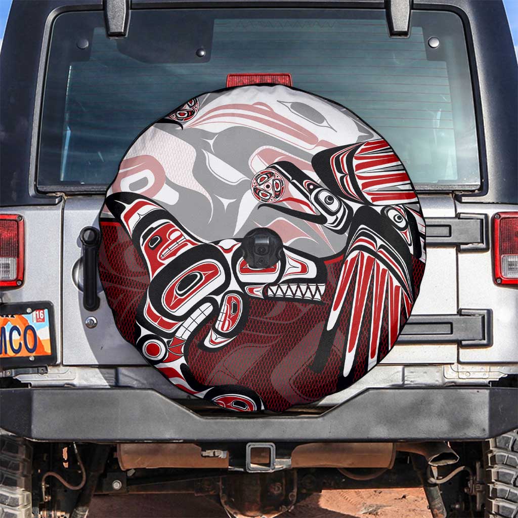 Haida Orca and Eagle Battle Spare Tire Cover Canada Pacific Northwest Tribal Art