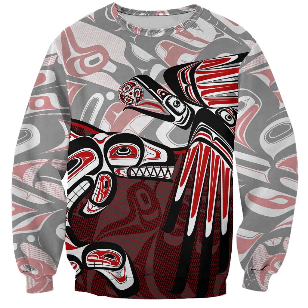 Haida Orca and Eagle Battle Sweatshirt Canada Pacific Northwest Tribal Art