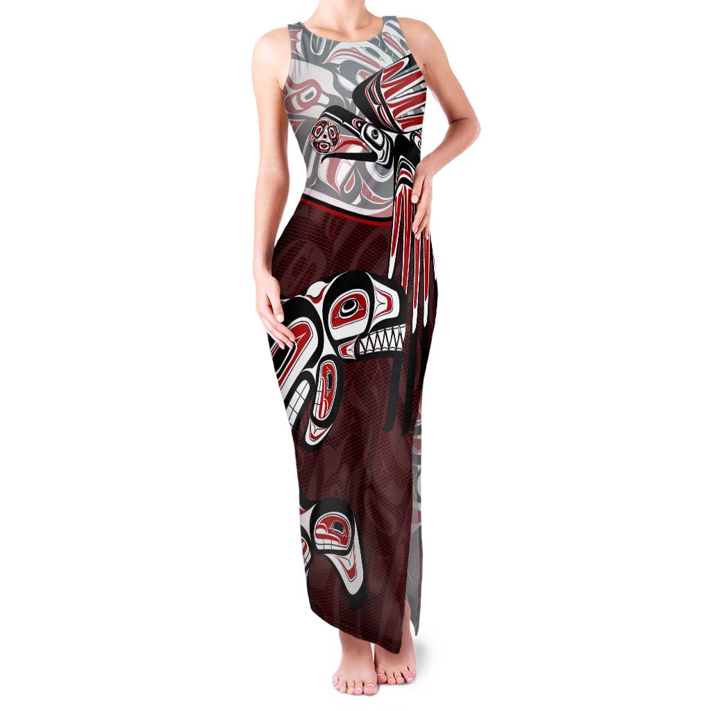 Haida Orca and Eagle Battle Tank Maxi Dress Canada Pacific Northwest Tribal Art