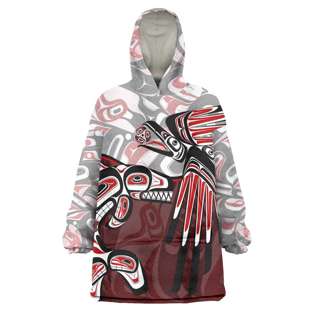 Haida Orca and Eagle Battle Wearable Blanket Hoodie Canada Pacific Northwest Tribal Art