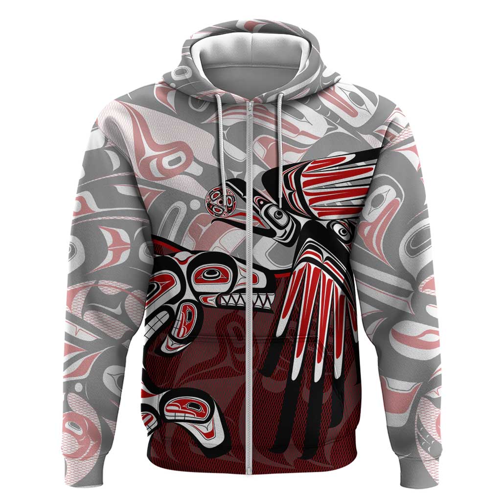 Haida Orca and Eagle Battle Zip Hoodie Canada Pacific Northwest Tribal Art