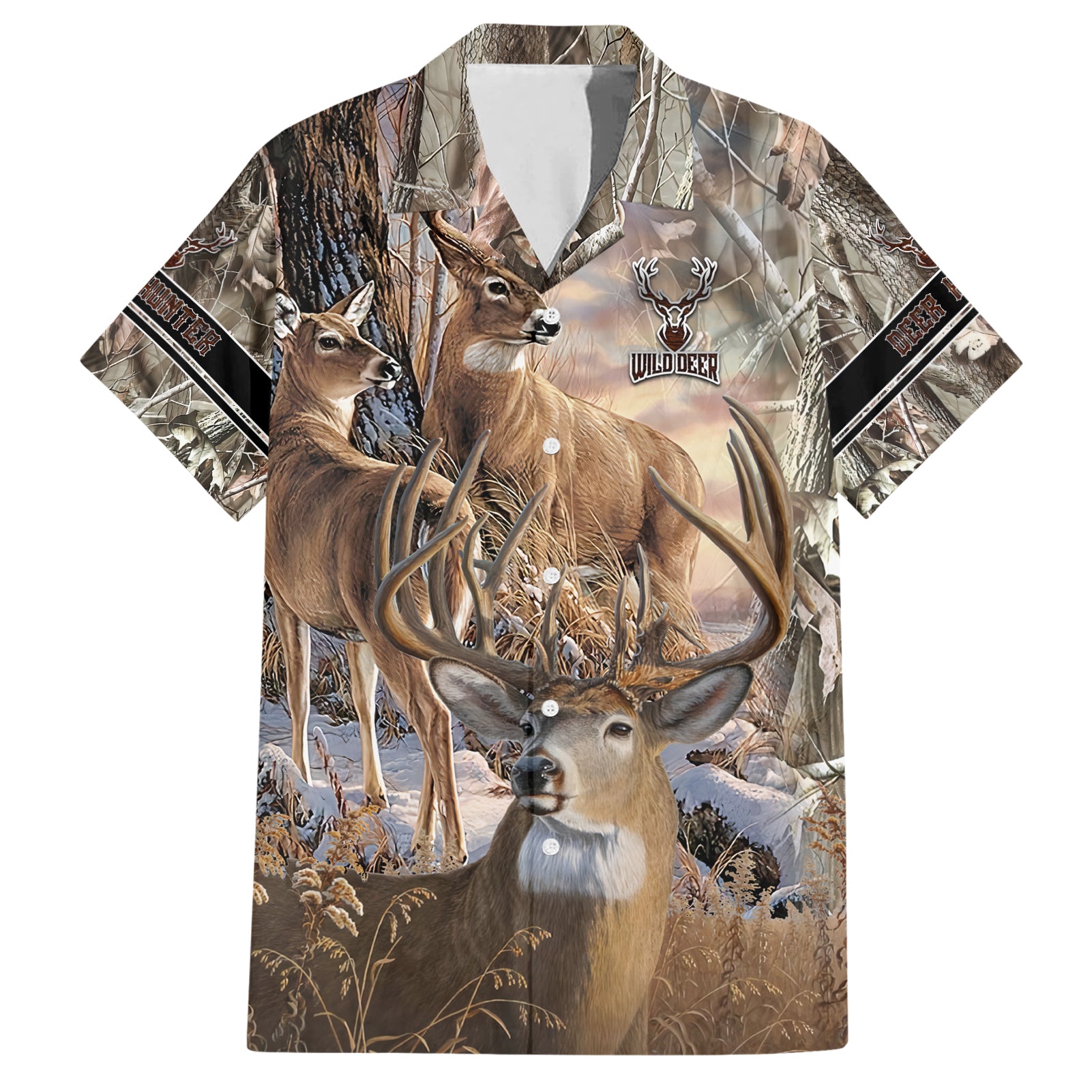 Wild Deer Hunting Hawaiian Shirt Realtree Buck and Doe - Wonder Print Shop