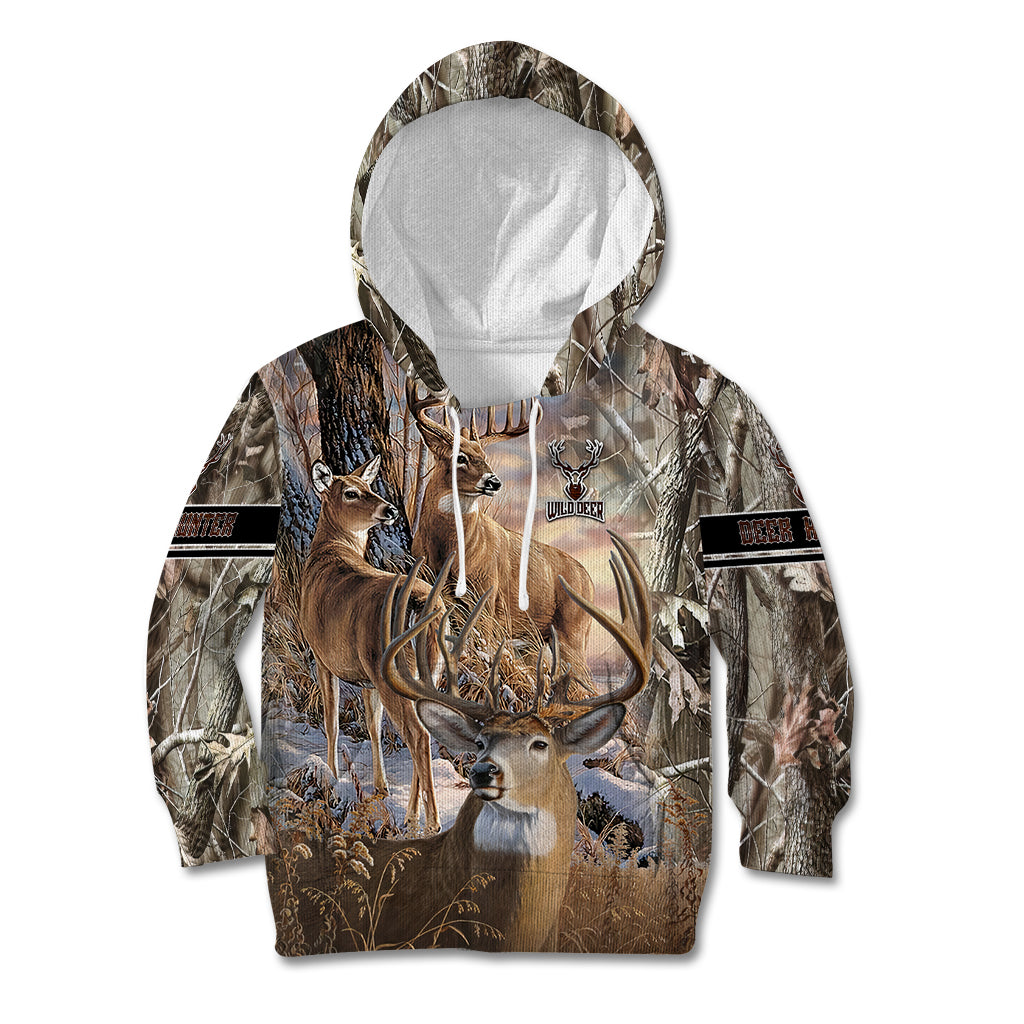 Wild Deer Hunting Kid Hoodie Realtree Buck and Doe - Wonder Print Shop