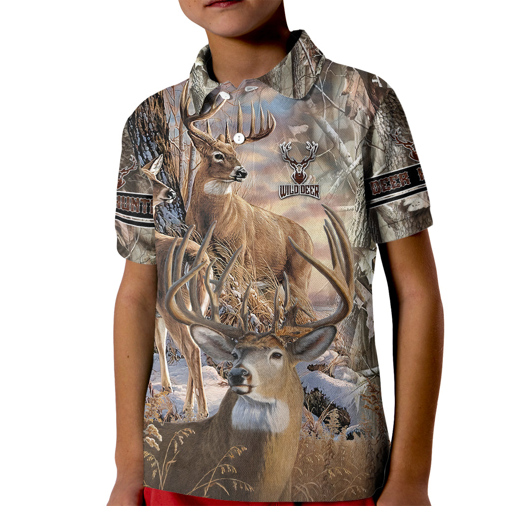 Wild Deer Hunting Kid Polo Shirt Realtree Buck and Doe - Wonder Print Shop