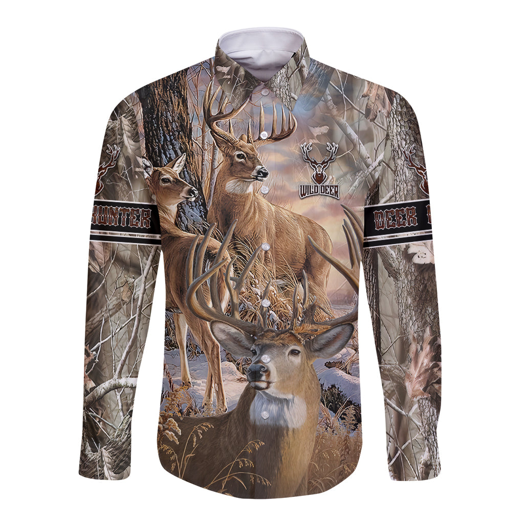 Wild Deer Hunting Long Sleeve Button Shirt Realtree Buck and Doe - Wonder Print Shop