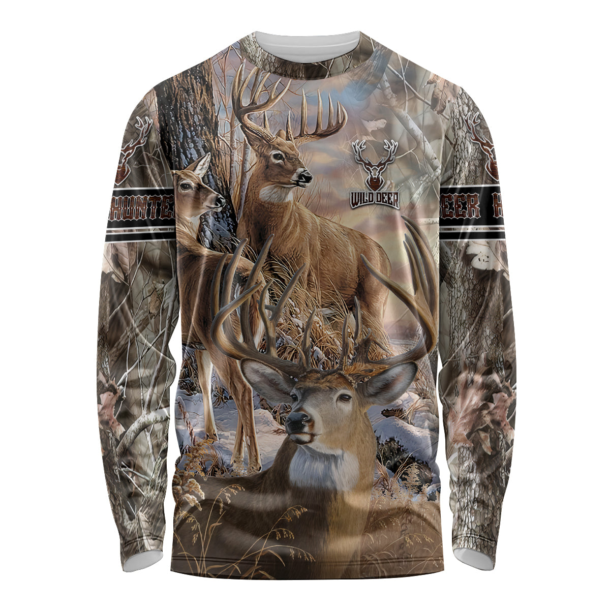 Wild Deer Hunting Long Sleeve Shirt Realtree Buck and Doe - Wonder Print Shop