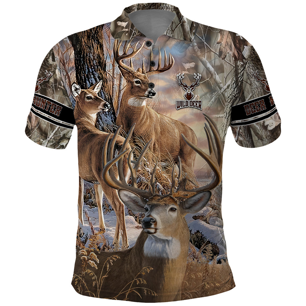 Wild Deer Hunting Polo Shirt Realtree Buck and Doe - Wonder Print Shop