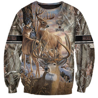 Unisex deer hunting sweatshirt with full-color antler graphic, crewneck, long sleeves