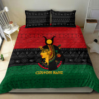 Personalized Egyptian goddess duvet set in black, red and green with two matching pillowcases