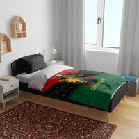 Personalized Egyptian goddess bedding set, black red and green duvet with two pillow shams