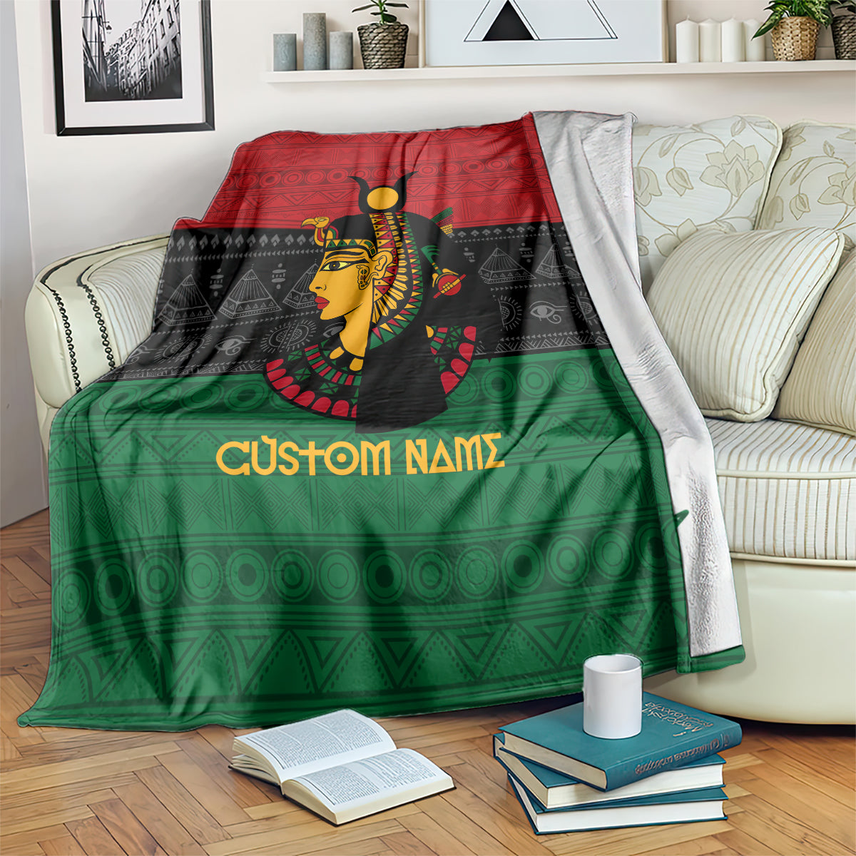 Personalized Queen In Pan-African Colors Blanket Egyptian Beautiful Goddess