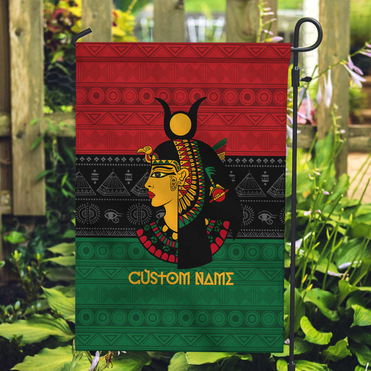 Personalized Queen In Pan-African Colors Garden Flag Egyptian Beautiful Goddess - Wonder Print Shop