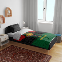 Pharaoh duvet cover in black, red, and green with 'Custom Namz' print