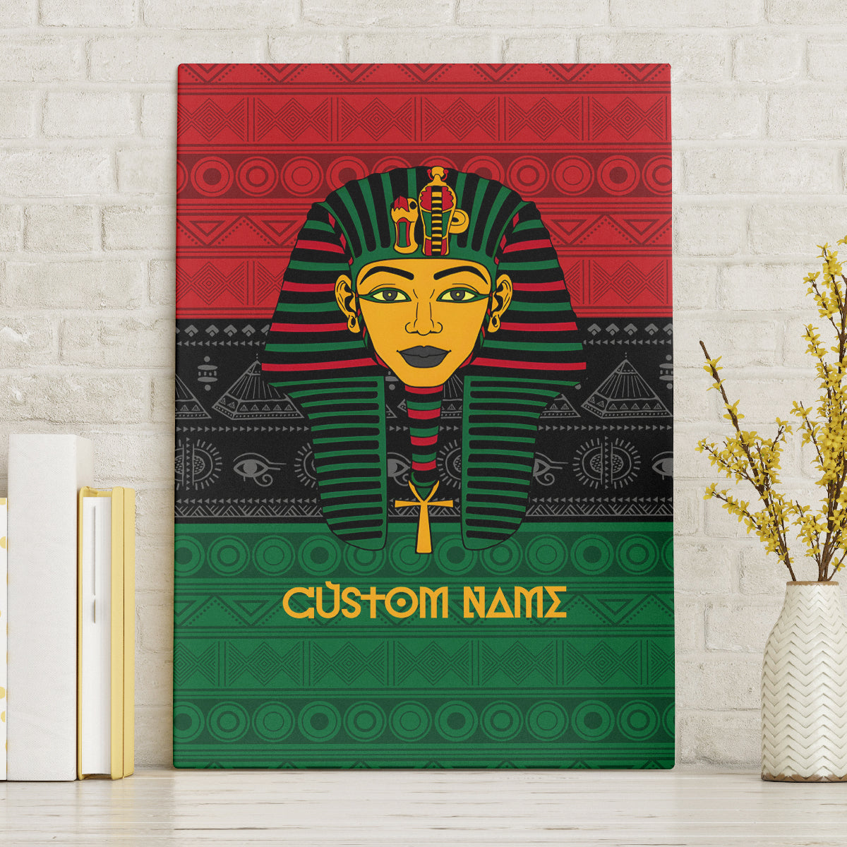 Personalized Pharaoh In Pan-African Colors Canvas Wall Art Ancient Egypt - Wonder Print Shop