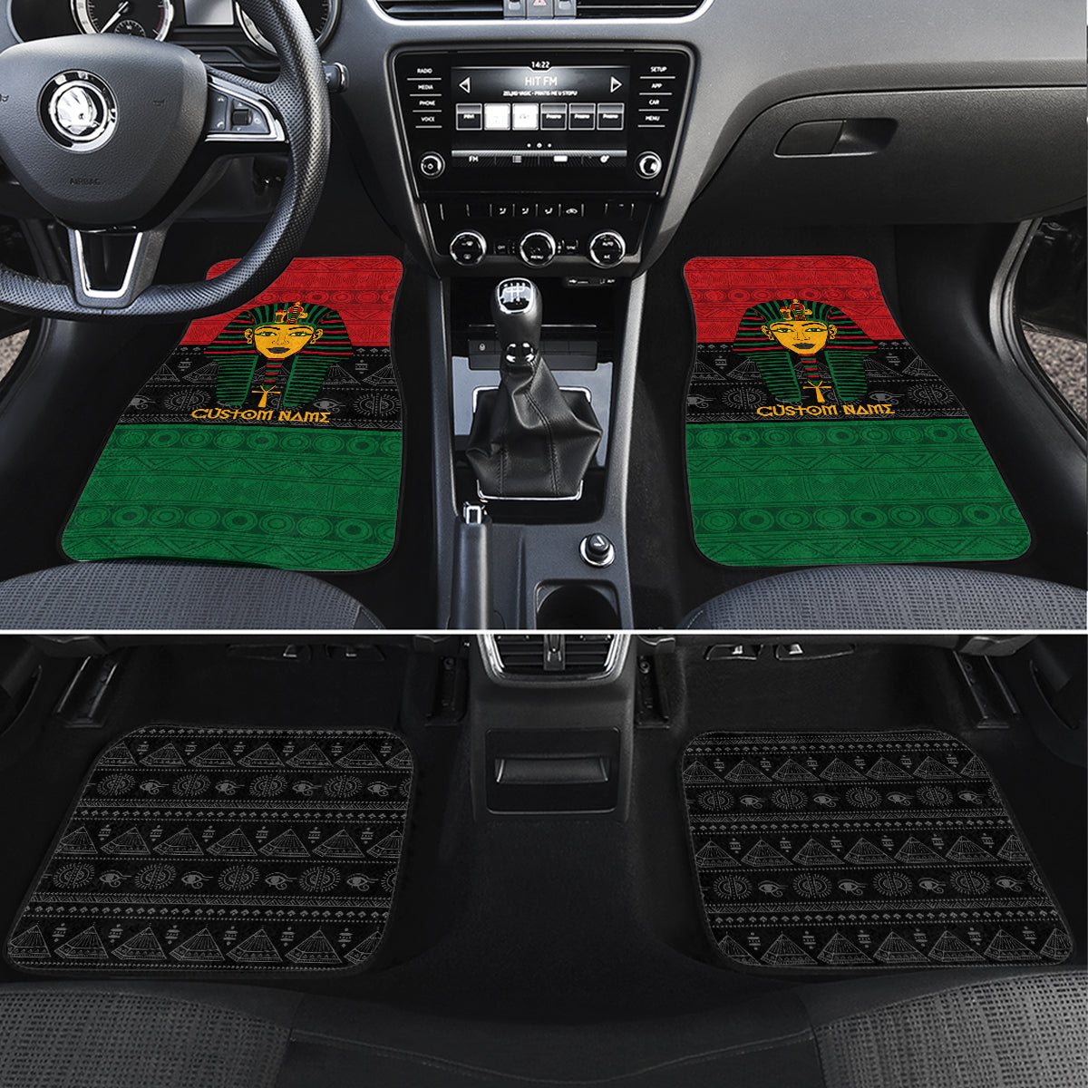 Personalized Pharaoh In Pan-African Colors Car Mats Ancient Egypt - Wonder Print Shop