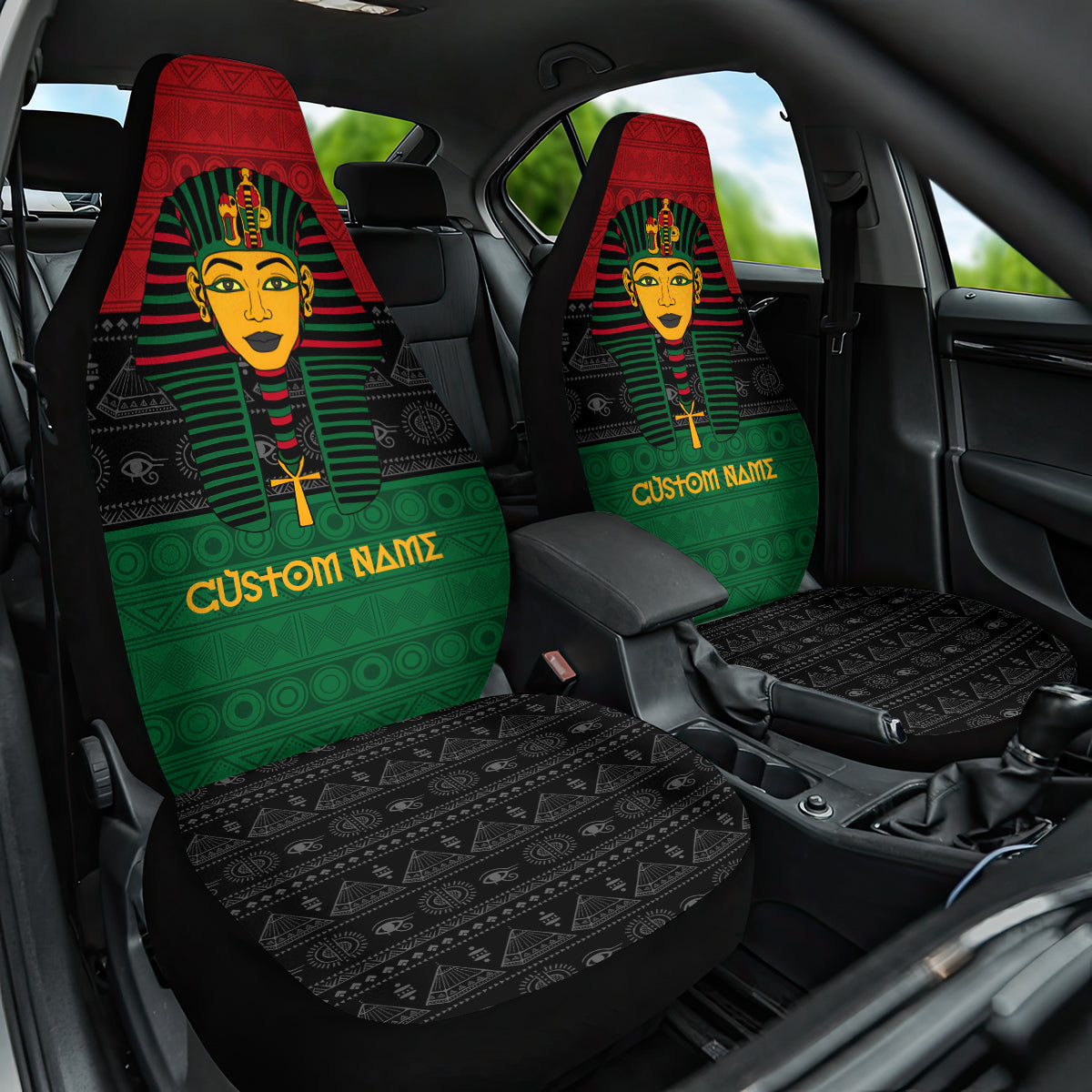 Personalized Pharaoh In Pan-African Colors Car Seat Cover Ancient Egypt - Wonder Print Shop