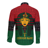Personalized long-sleeve button shirt back with pharaoh graphic and CUSTOM NAME text