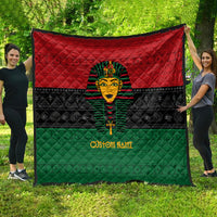 Personalized quilt blanket featuring a Pharaoh portrait with Custom Name text in red, black.