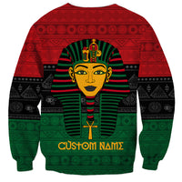 Unisex crewneck sweatshirt with Pharaoh portrait and “Custom Names” graphic in red, green, black