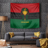 Egyptian pharaoh wall tapestry with red, black, and green bands and custom name text