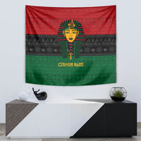 Egyptian pharaoh tapestry featuring red, black, and green bands with custom name text