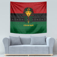 Egyptian pharaoh tapestry with red, black, and green stripes and custom name text