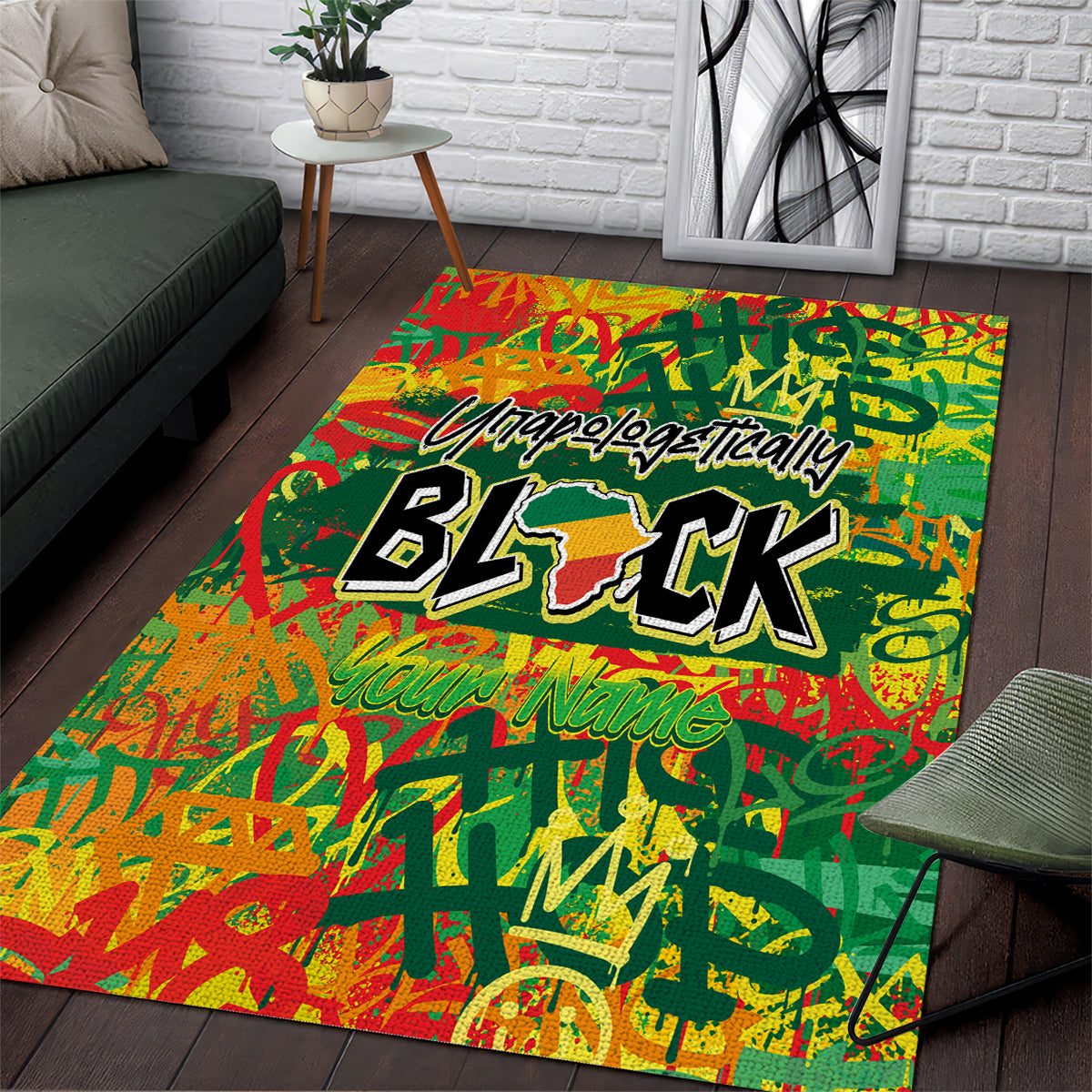 Personalized Colorful African Unapologetically Black Area Rug - Wonder Print Shop