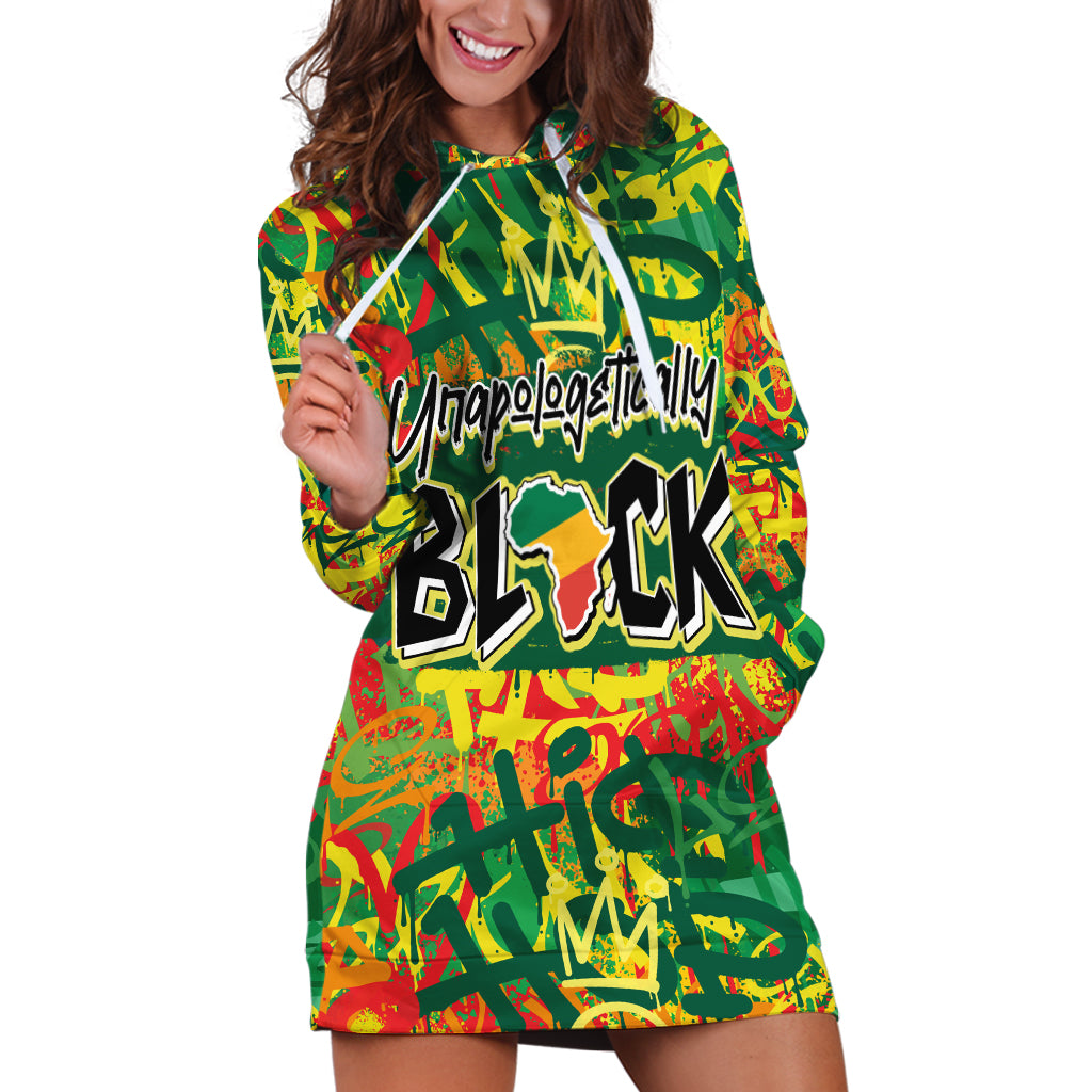 Personalized Colorful African Unapologetically Black Hoodie Dress - Wonder Print Shop