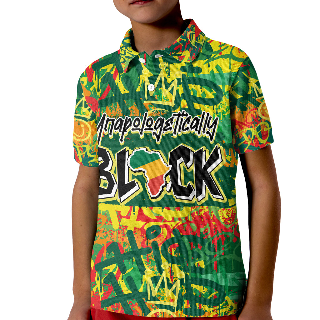 Personalized Colorful African Unapologetically Black Kid Polo Shirt - Wonder Print Shop