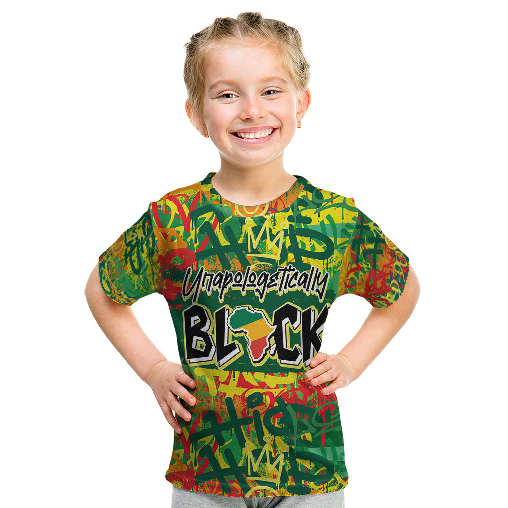 Personalized Colorful African Unapologetically Black Kid T Shirt - Wonder Print Shop