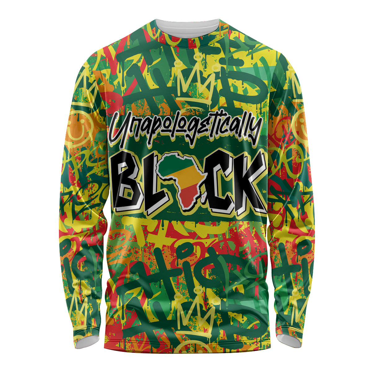 Personalized Colorful African Unapologetically Black Long Sleeve Shirt - Wonder Print Shop