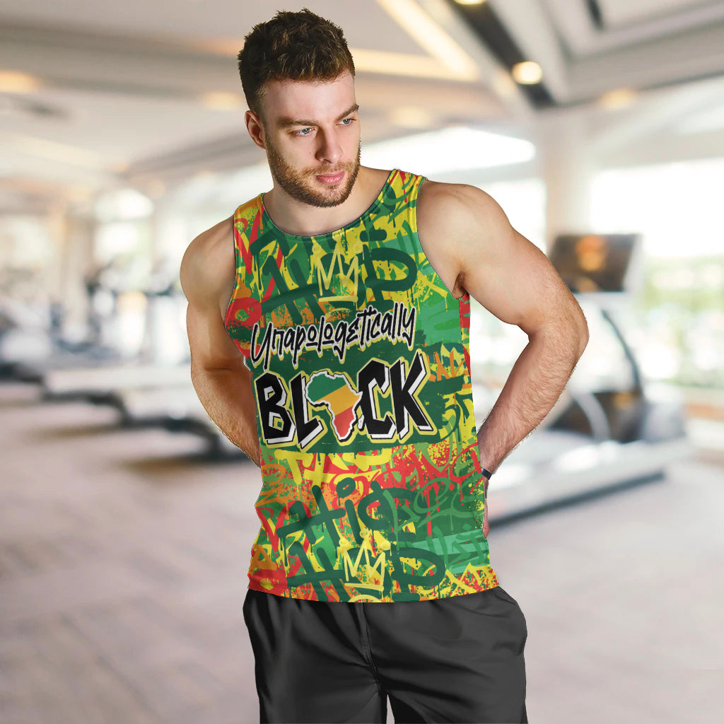 Personalized Colorful African Unapologetically Black Men Tank Top - Wonder Print Shop