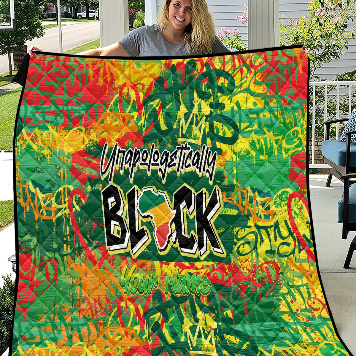 Personalized Colorful African Unapologetically Black Quilt