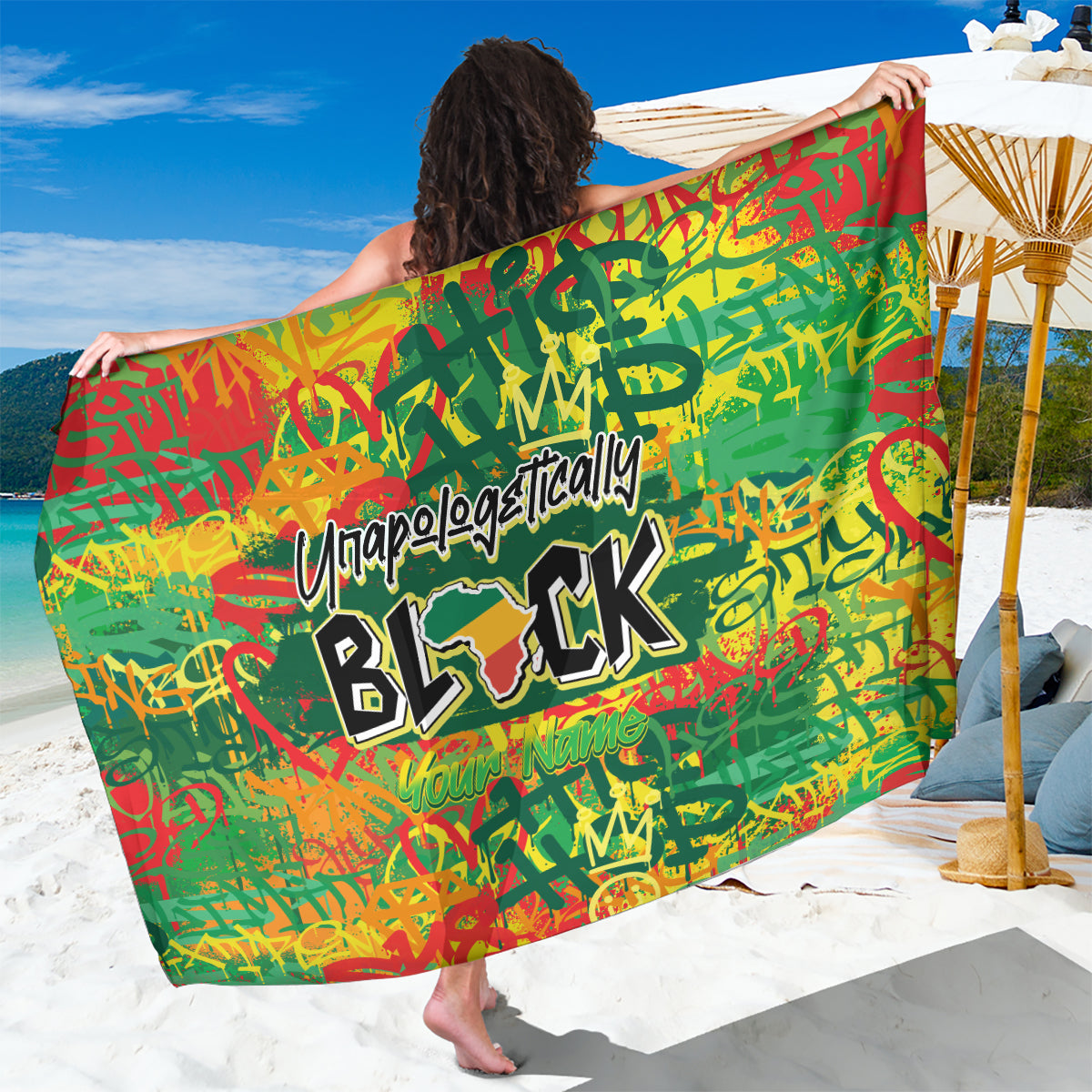 Personalized Colorful African Unapologetically Black Sarong - Wonder Print Shop