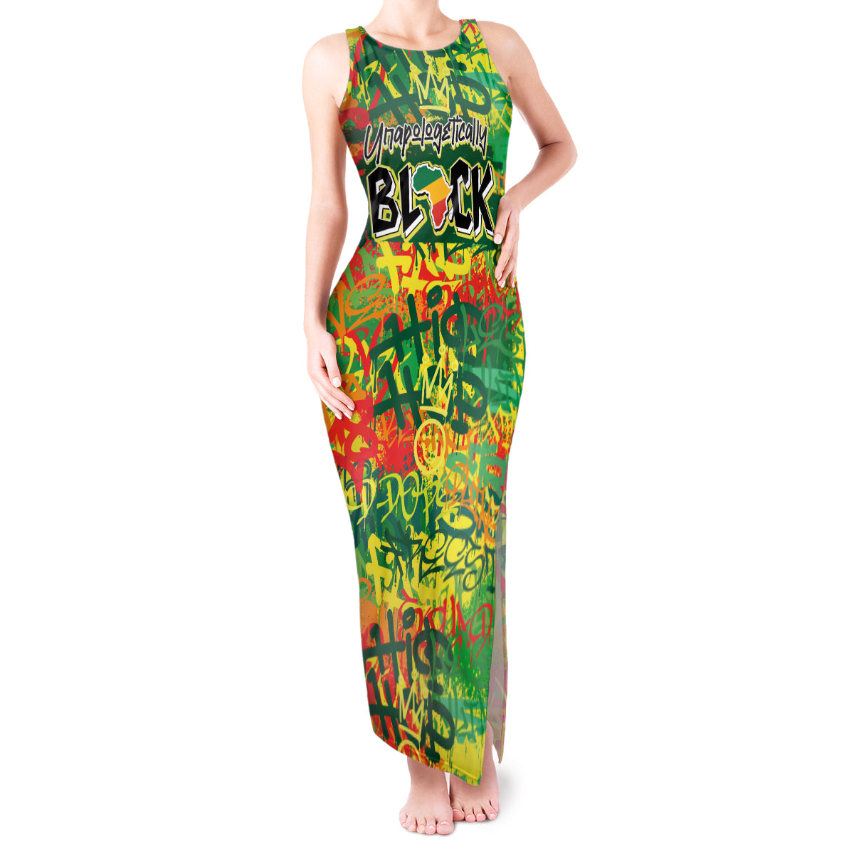 Personalized Colorful African Unapologetically Black Tank Maxi Dress