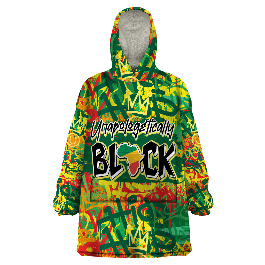 Personalized Colorful African Unapologetically Black Wearable Blanket Hoodie